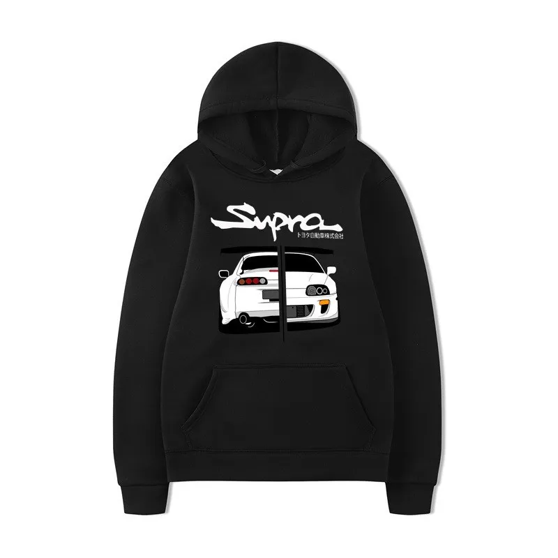 

2024 unisex casual cross-border anime hoodie D racing print loose European and American black hoodie fleece hoodie
