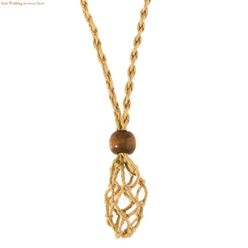 G92D Necklace Cord Empty Stone Holder for Raw Stone Replacement Net Bag Adjustable Length DIY Necklace Jewelry Making Accesso