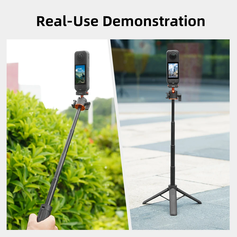 Flymile Stativ für Insta360 X6/X5/Ace Pro 2 Kamera, Verstellbares Stativ, Selfie-Stick mit Schnellverschluss-Adapter-Zubehör – Detail 11