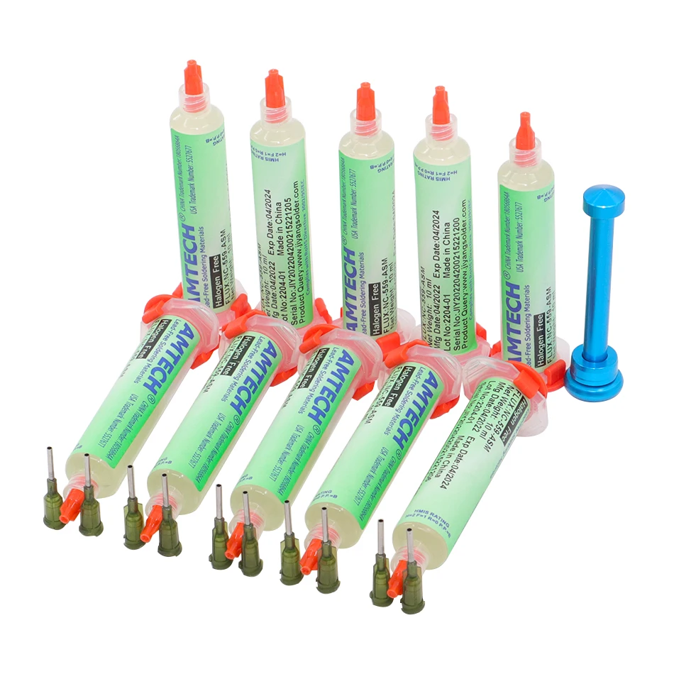 100% AMTECH NC-559-ASM flux 10pcs cleaning-free low-smoke BGA soldering station commonly used 559 flux Send booster