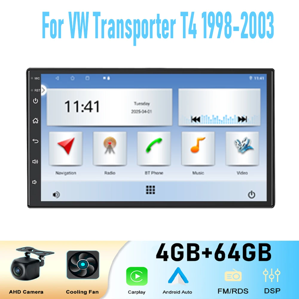 7'' For VW Transporter T4 1998-2003 GPS  Car Radio Wireless Apple Carplay  Android 15 Multimedia Player Stereo GPS  Navi WIFI BT