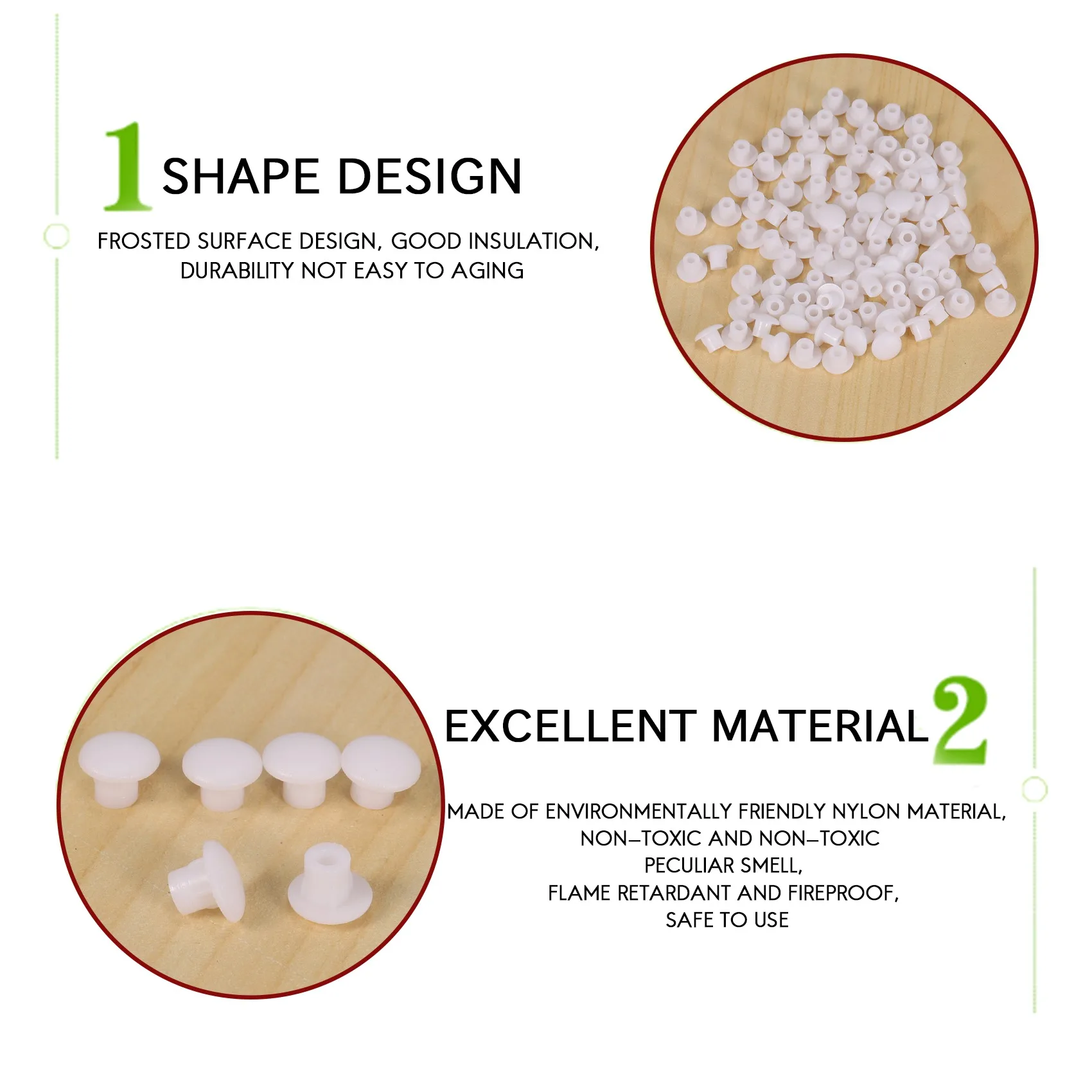 100 pezzi di decorazioni per mobili per la casa, copertura per foratura in plastica bianca da 5 mm