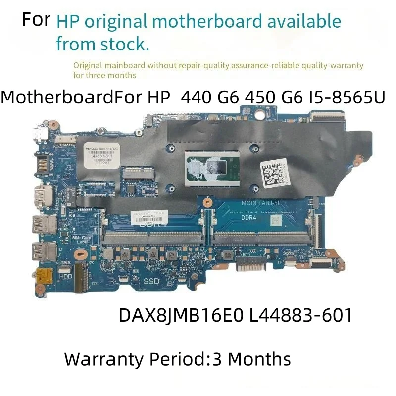 

DAX8JMB16E0 Motherboard For HP ProBook 440 450 G6 I5-8565U Notebook Mainboard L44883-601
