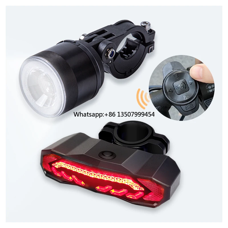 Riding Protection LED Bicycle Lights Set Brake Sensing Waterproof Front Tail Lights Rechargeable Anti-theft Rear Alarm