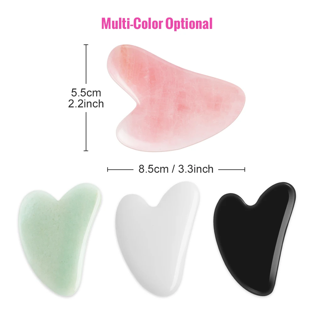 Natural Jade Face Massager Gua Sha Stone Board Massage Rose Quartz Guasha Plate Jade Guasha Scrapers Tools for Neck Back Body