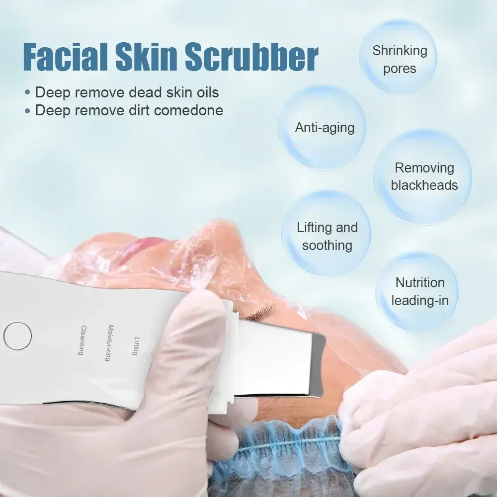 Deep Vibrate Skin Scrubber ทําความสะอาดผิวหน้าพลั่วไม้พายไม่ Ultrasonic Face Scrubberpeeling Blackhead Remover Facial Ma Ssager