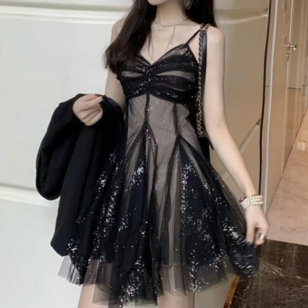 

U1625 Sweet Memory элегантное сетчатое плиссированное платье-комбинация без рукавов повседневное платье с высокой талией женское церемониальное платье трапециевидной формы