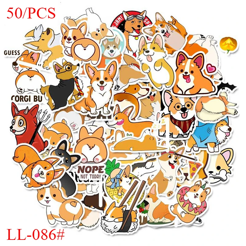 LL-086# 50/PCS Cute cartoon corgi sticker PVC sticker Art Crafts collection Gift wall Design sticker Graffiti Stickers