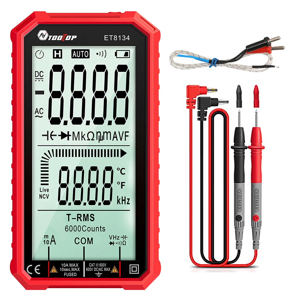 

TOOLTOP ET8134 Smart True RMS Digital Multimeter 4.7 Inches Large Screen Automatic + Manual Measure DC/AC Resistance Diode Test