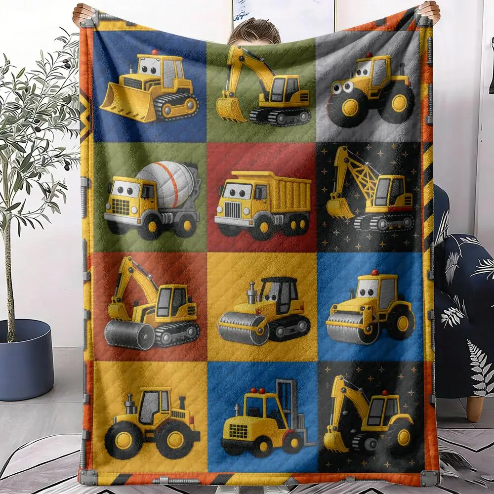 Construction Vehicle Throw Soft Flannel Throw Summer Blanket Lightweight Cozy Nap Blanket for Sofa Bed Travel