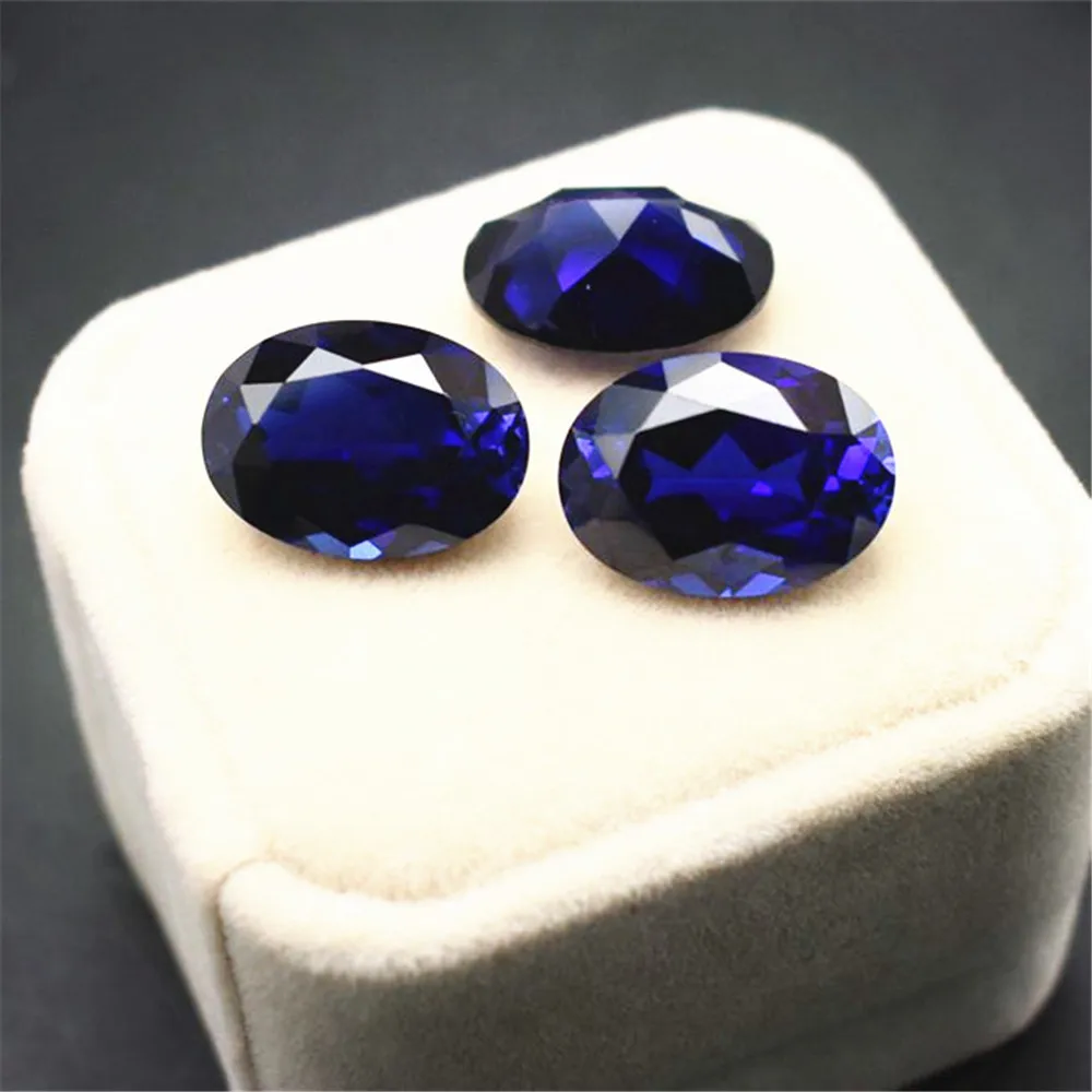 High Quality Sapphire Mohs Hardness 9 Oval Faceted Gemstone Grade AAA Cutting Egg Shape Royal Blue Sapphire Gem SP005