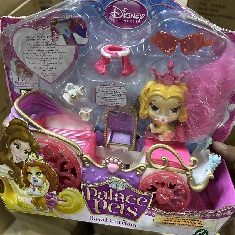 Disney Princess Palace Pet Dog Set Cartoon Doll Cinderella Crystal Shoes Girl Toys Anime Figurine Model  Desktop Ornaments gifts