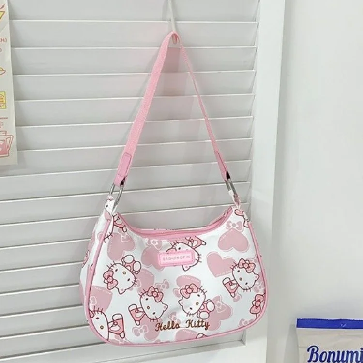 Sanrio Hello Kitty Shoulder Bag My Melody Kuromi Pouch Women Fashion Backpack Kawaii Anime Purse Underarmtote Bagpack Girl Gifts