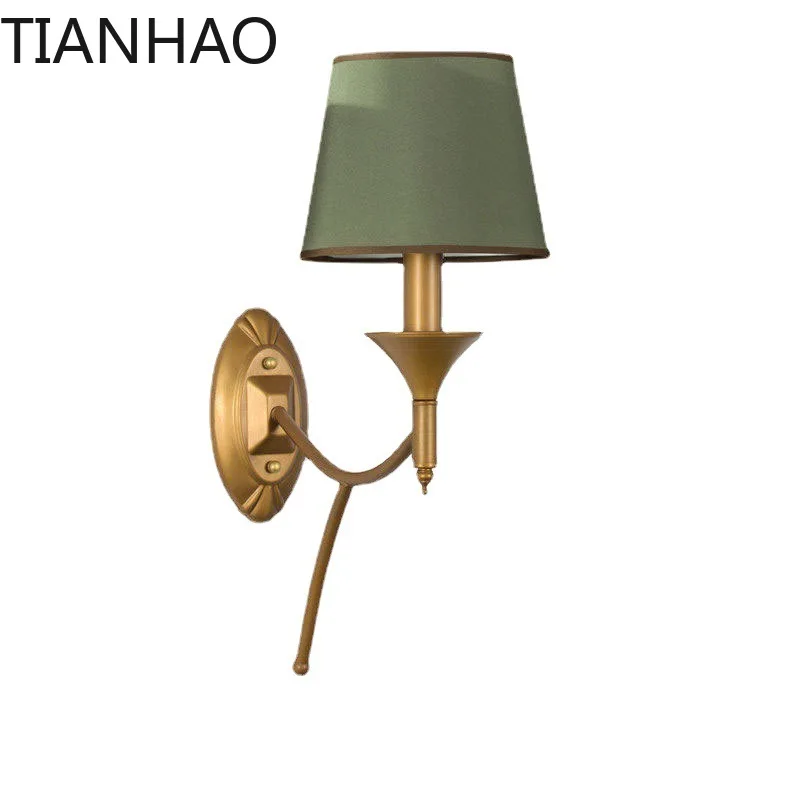 American Wall Lamp Bedroom Bedside Living Room Simple Country Wrought Iron Staircase Corridor