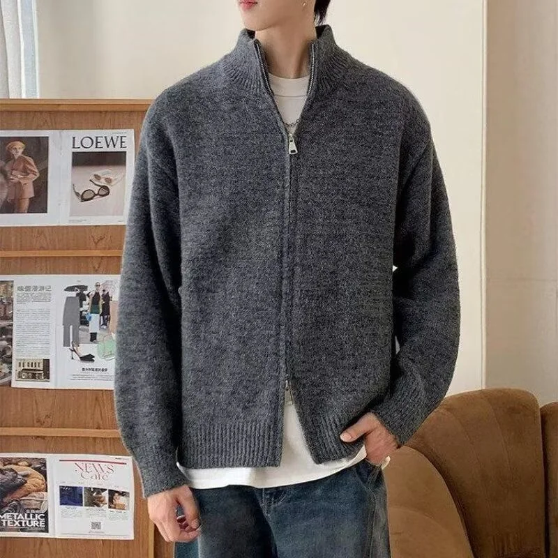 

Мужской открытый кардиган с воротником-стойкой, свитер, повседневные брюки, вязаная верхняя одежда, спортивный комплект, весенне-осенняя брендовая одежда Faion