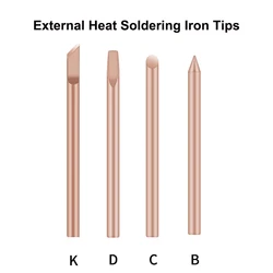 Pointes de fer à souder à chaleur externe, tête de soudure en cuivre pur, outils de réparation de soudage, pointe de remplacement C245, B, C, D, K, 30W, 40W, 60W, ensemble de 4 pièces