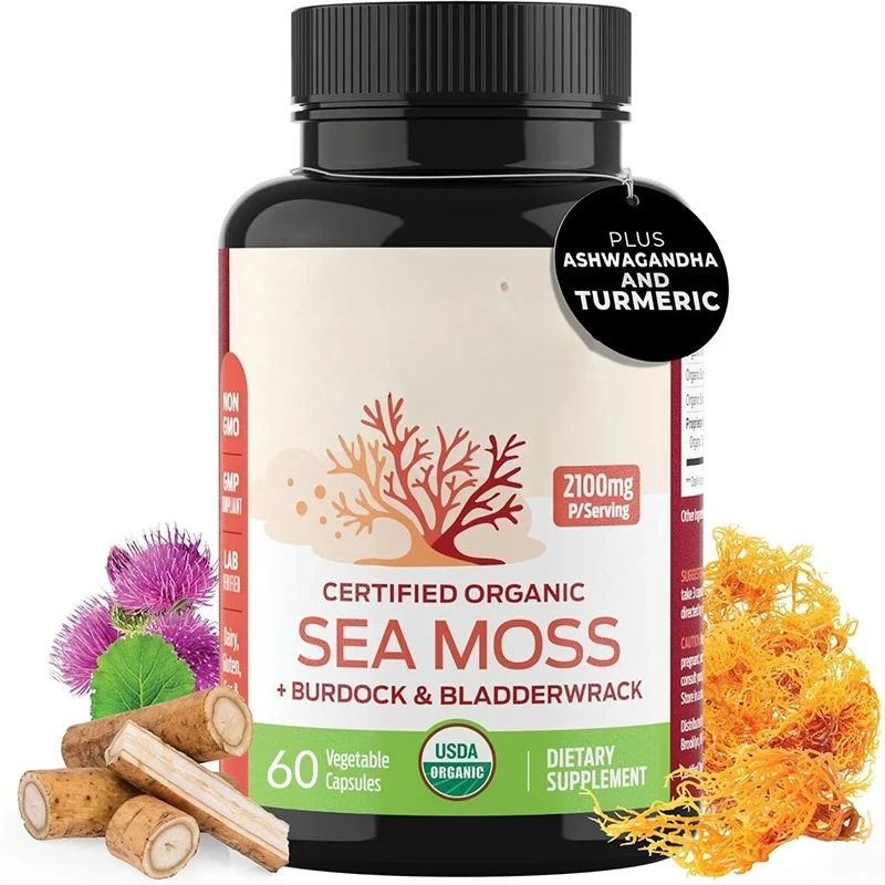 

Organic Seaweed Capsules | 2100mg Raw Seaweed Pills Premium Supplement for Digestion and Breathing | 60 Pure Vegetarian Capsules