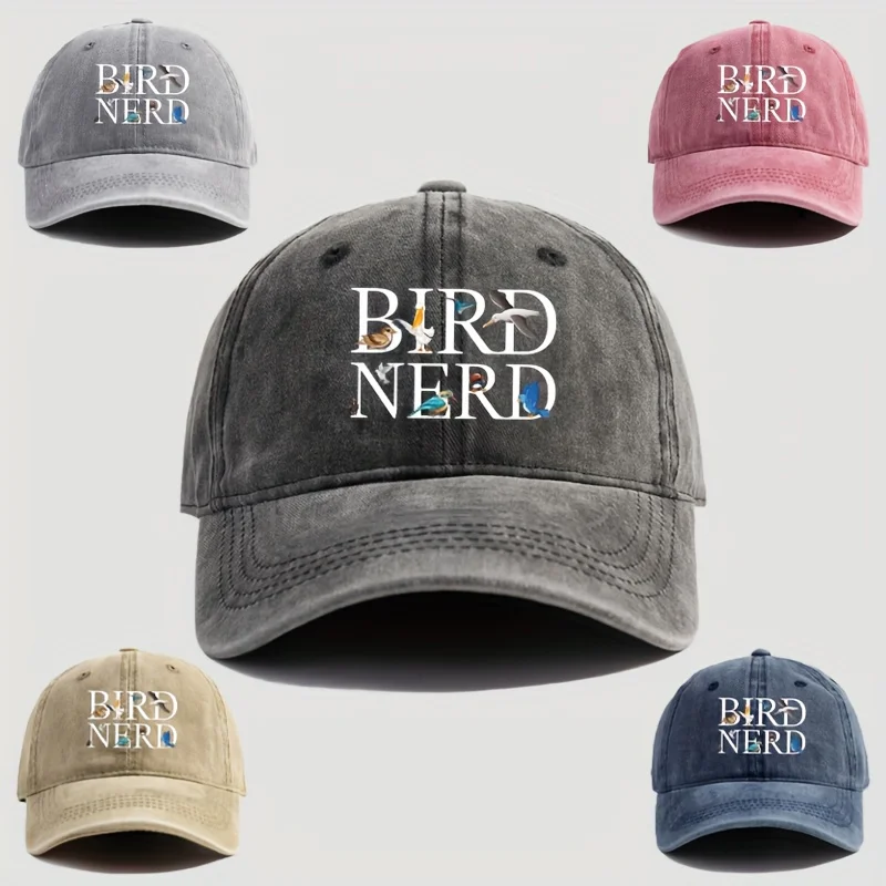 Bird animal pattern hot stamping printed  Washed old baseball cap duck tongue Lightweight dad cap