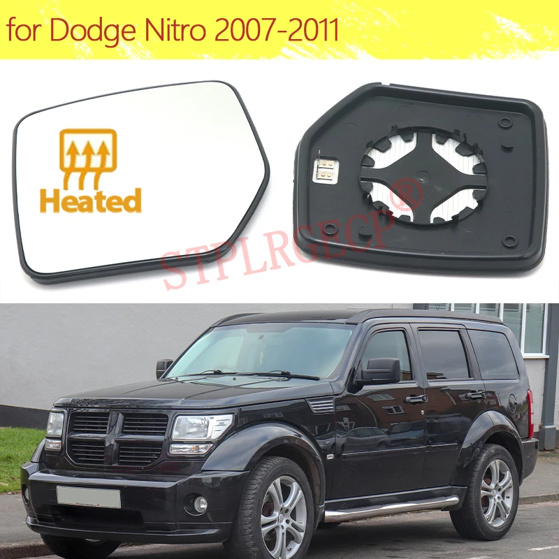 Car Exterior Side Electric Rearview Mirror Lens with Heating Heated Glass with Base for Dodge Nitro 2007-2011