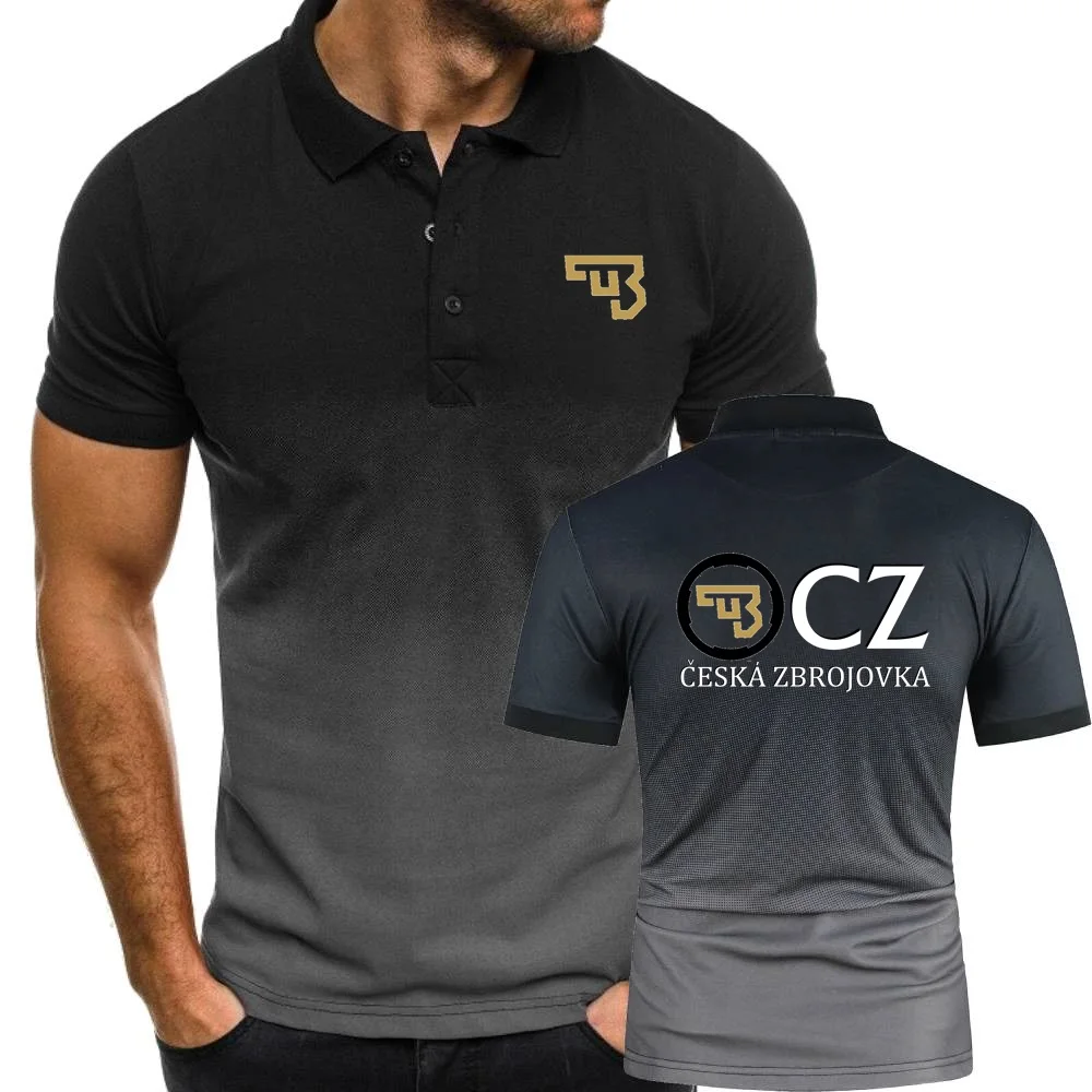 Polo Shirts Military Style Short-Sleeve Topshirt Firearms Sign Mens Undershirt CZ Ceska Zbrojovka Tees Classic Mesh Cotton POLOS