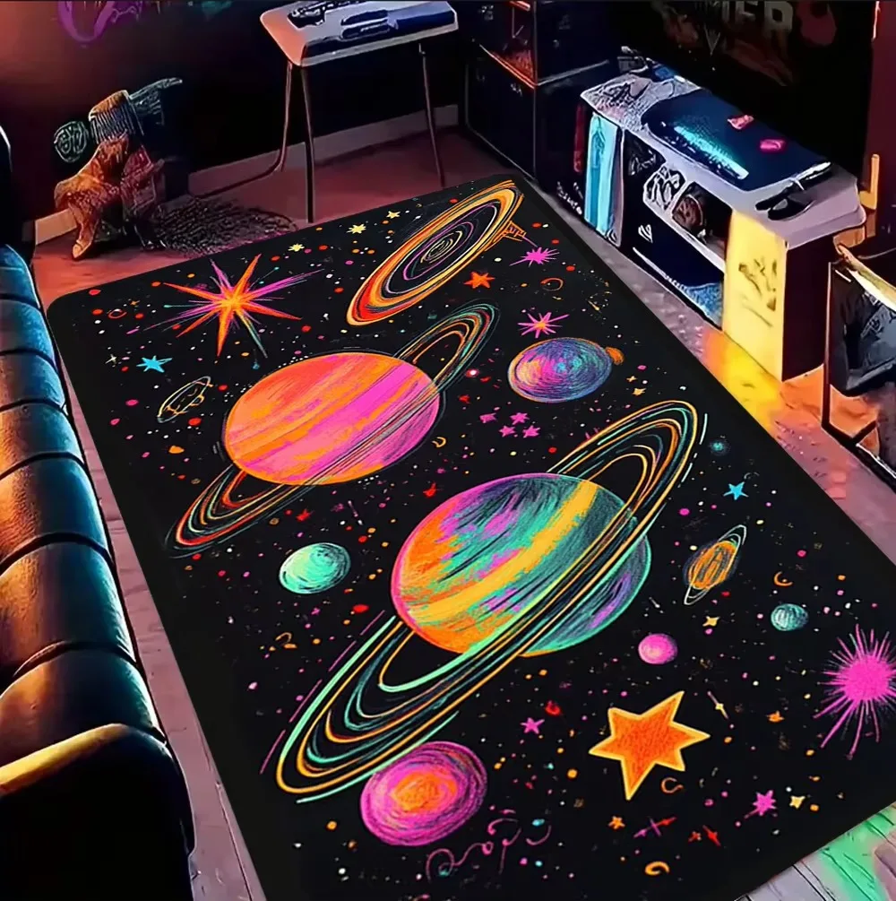Darkness Art Galaxy Starry Night Carpet Playroom Floor Mat Kids Bedroom Decor Non Slip Rug Audio-Visual Room Floor Mat Door Mat