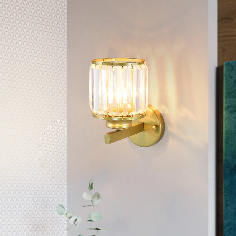 New Modern Luxury Gold Crystal Lighting Hot Selling Wall Lamp Iron Arm Hotel Meeting Living Room Bedroom Wall Light