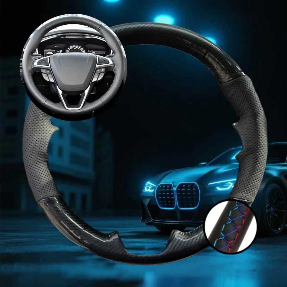 

Индивидуальный чехол на руль автомобиля для Ford Fusion Mondeo EDGE 2013-2016, нескользящие автомобильные аксессуары, сшитая вручную накидка на руль