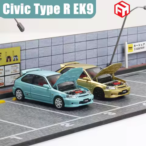 FH 1/64 Civic Type R EK9 Alloy Motor Vehicle Diecast Models Car Toys Collection Boy's Birthday Gifts