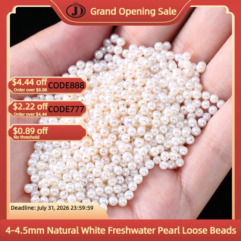 

4-4.5mm Natural White Freshwater Pearl Loose Beads Near Round DIY Jewelry Making Spacer Beads for Necklace Bracelet Earring
