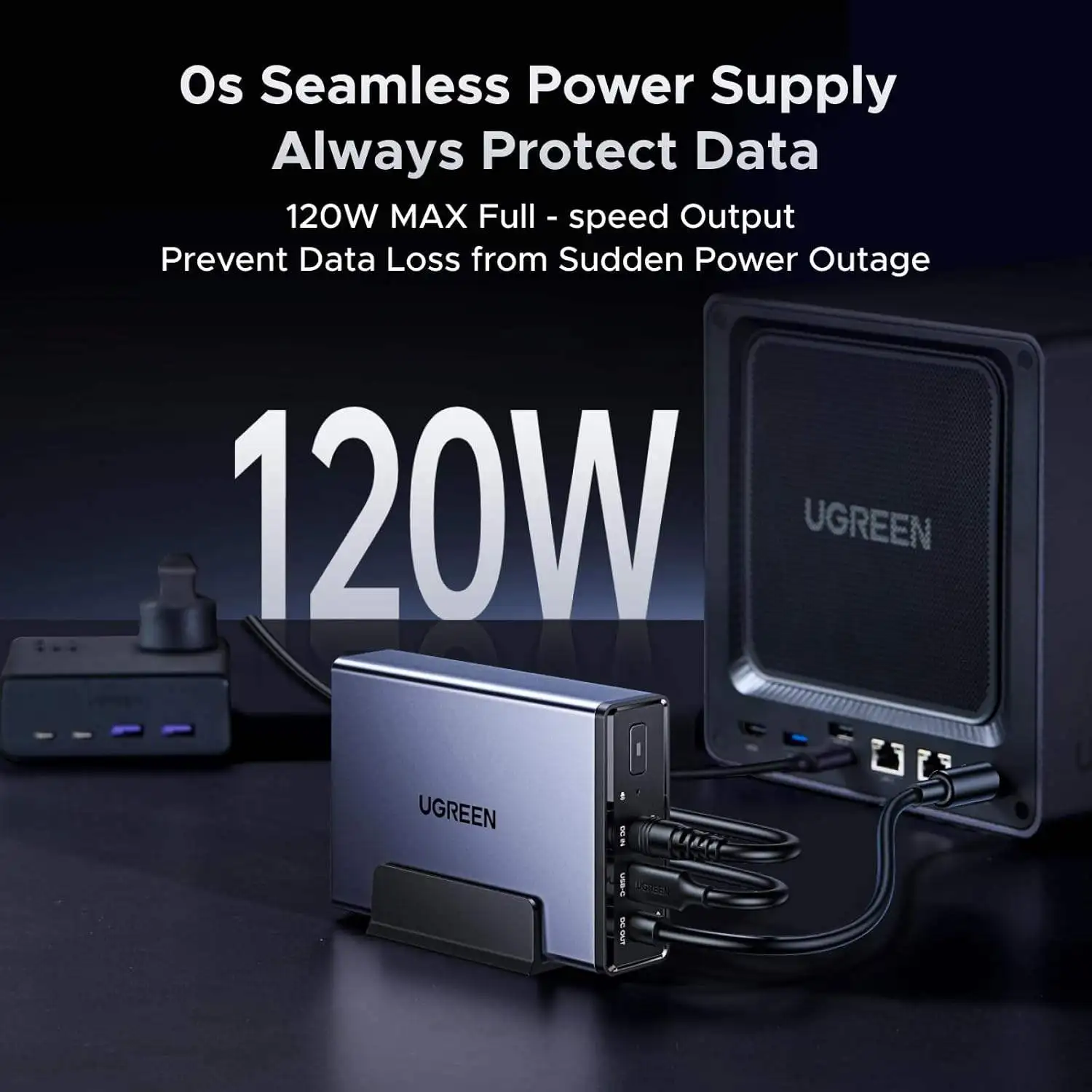New UGREEN NASync DH4300 Plus 4-Bay NAS 120TB (Diskless) &120W DC Battery Surge 12000mAh Uninterruptible Battery Power Supply