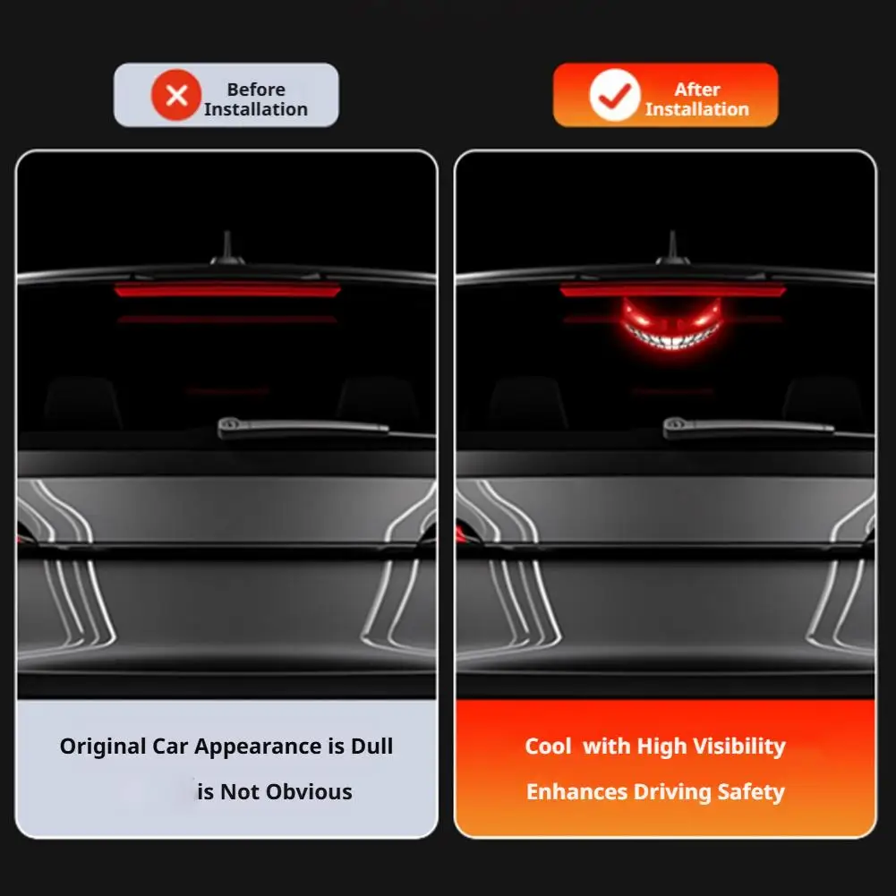 Solar Devil Eye Car LED Decor Light Demon Face Warning Atmosphere Lamp Light & Vibration Sensor Suction Mount Interior Light view 6
