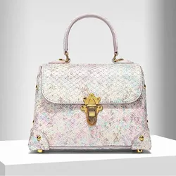 Women's bag luxury designer handbag Cowhide snake pattern Women's handbag genuine leather women bag