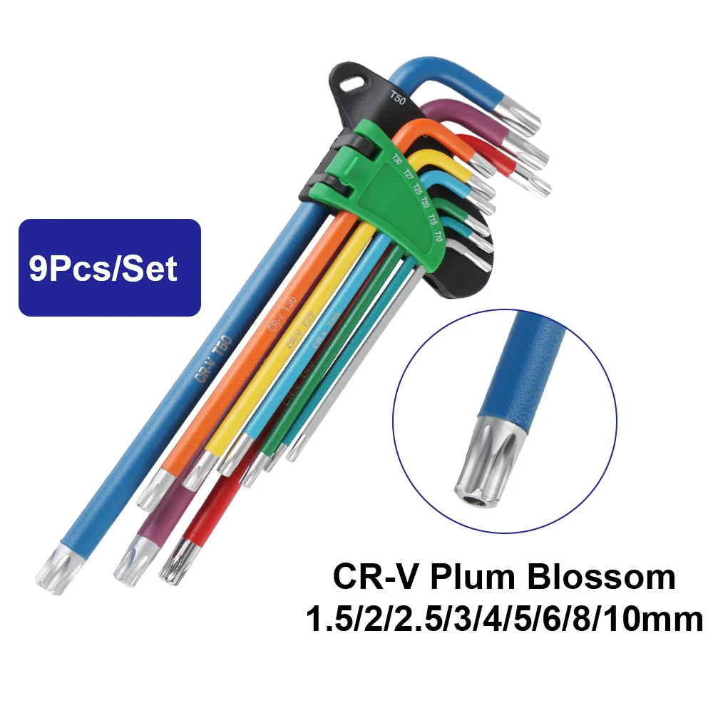 

Прочный портативный 9 шт. внутренний шестигранный ключ, набор шестигранных ключей, шестигранный ключ, набор отверток, цветной, нескользящий, антикоррозийный