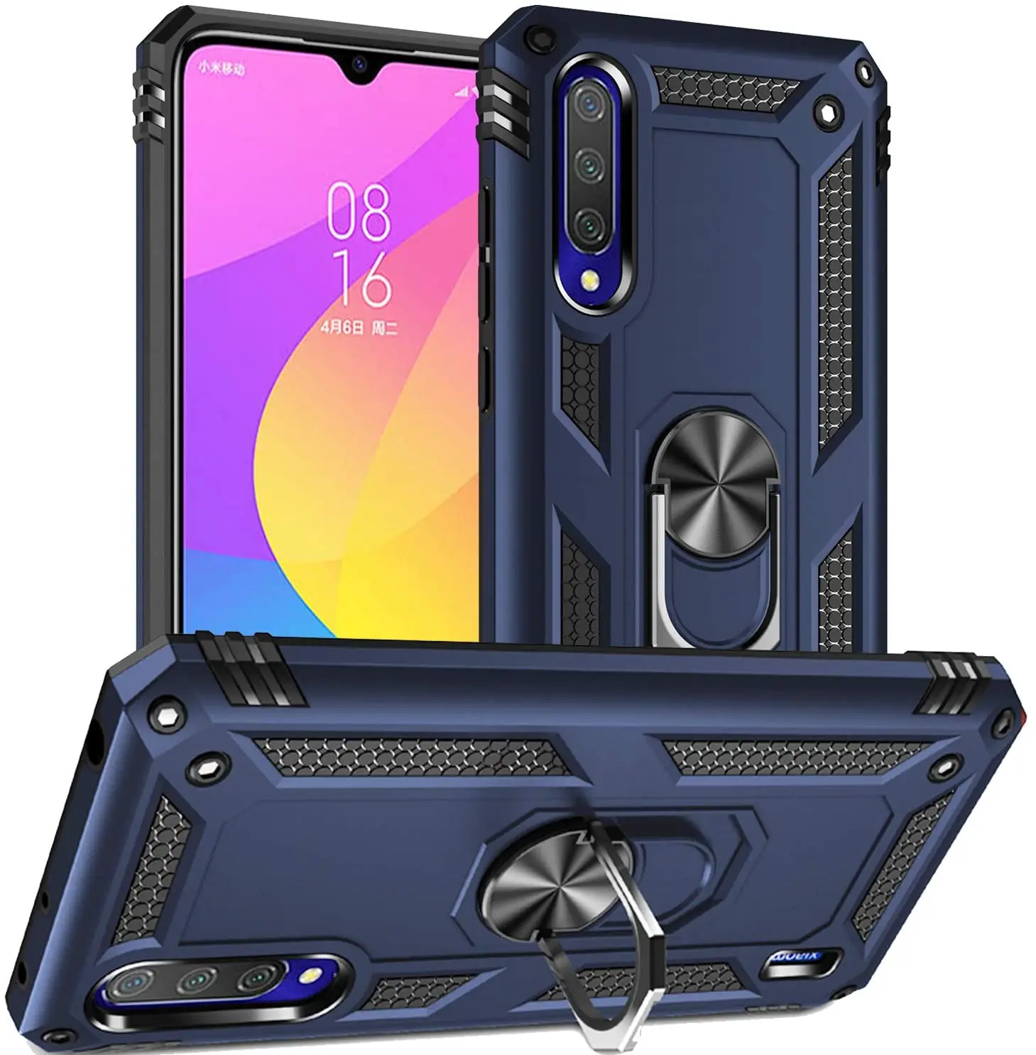 for Xiaomi A3 Case for Xiaomi Mi A3 MiA3 Protector Military Armor Shockproof Magnet Car Holder Ring Case Cover