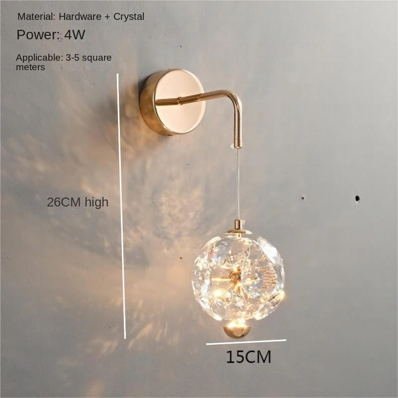 Modern Luxury Bedroom Bedside Light Living Room Sofa Background Wall Decorative Light Creative Dandelion Crystal Wall Light