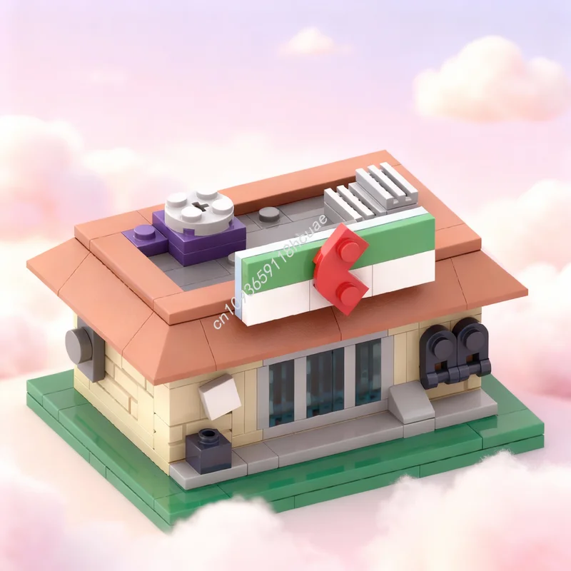 146 Piezas MOC City Microscale Kwik E Mart Los Simpson, Bloques de Construcción de Modelos, Arquitectura, Regalos para Festivales, Juguete Educativo, Ladrillos