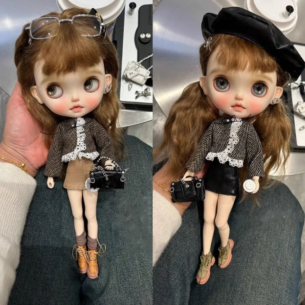 Fashion Elegant Party Clothes Elegant with Hats Coat Skirt DIY Accessories Casual Wears Woolen Overcoat for Blythe Dolls