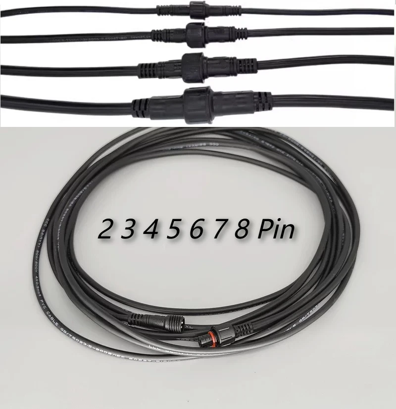 Automotive IP67 Waterproof Male Female Plug Connector Cable 2Pin 3P-8Pin Outdoor LED Truck Light Extension Wire 0.3-2.5mm² Power