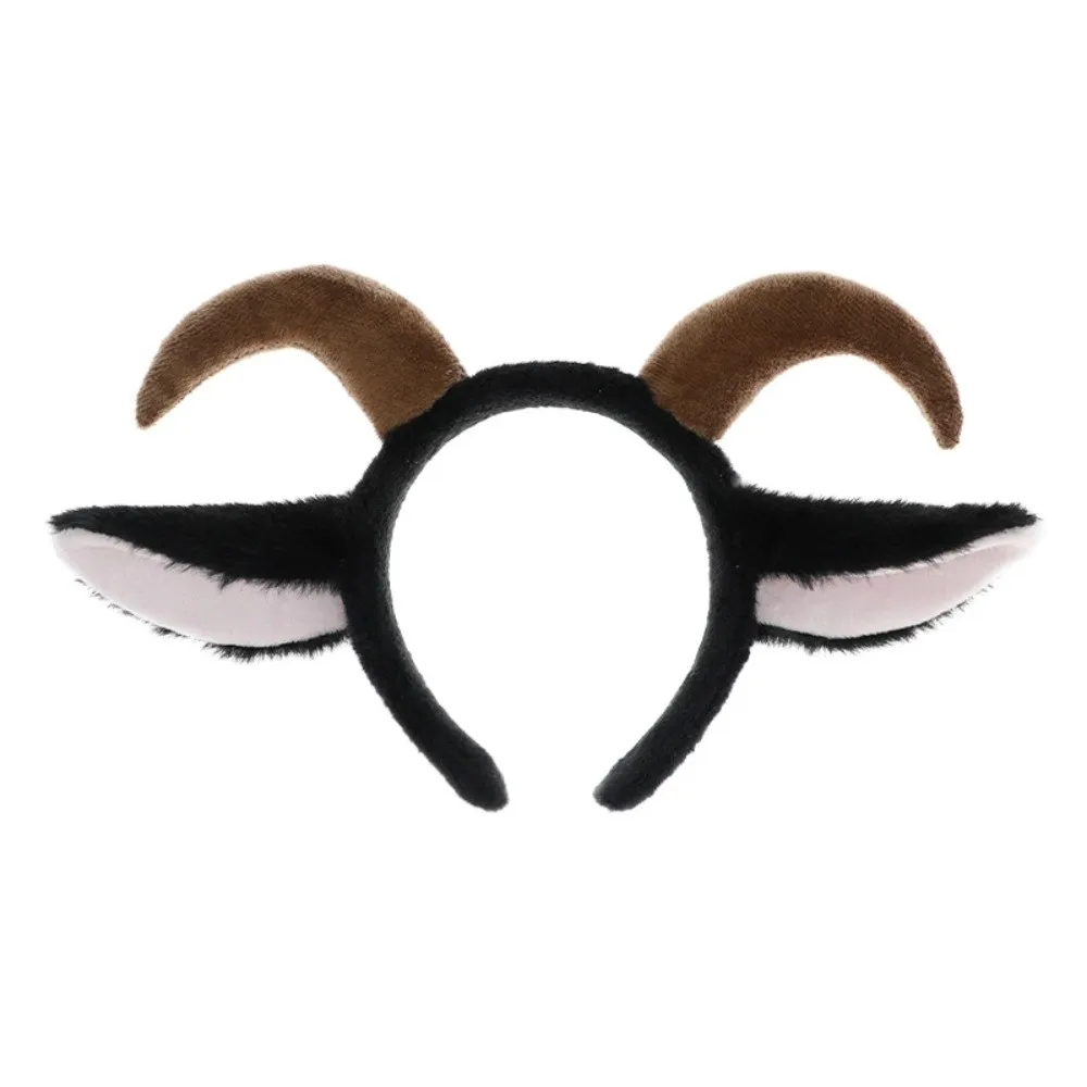 Comfortable Wear Cute Sheep Horn Hair Band Plush Soft Goat Ears Headband Sweet Creative Lamb Cosplay Tail Goat Year Costume 5