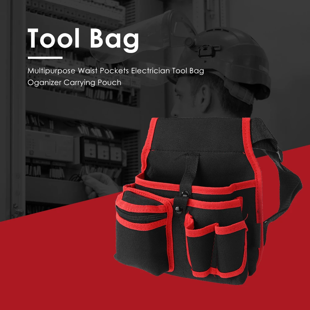 Multi-pocket 600D Polyester Waist Pack Tool Bag Repair Tools Wrench Organizer