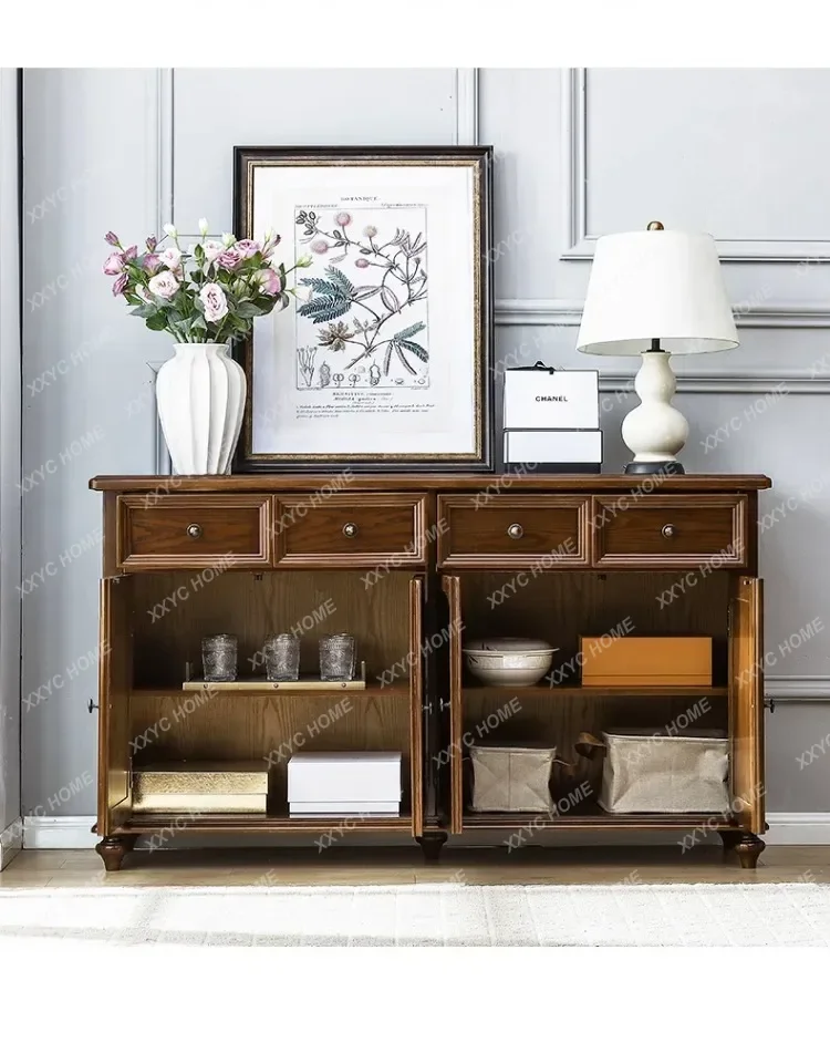 

solid wood side cabinet retro locker restaurant