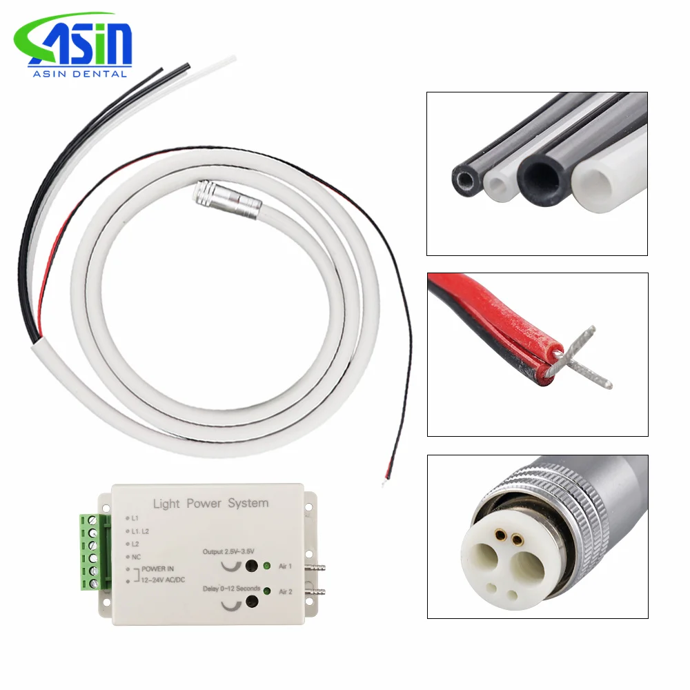 1 Set Dental 6 Holes Silicone Fiber Optic Tubing Hose +For Handpiece 6 Holes High Speed Handpiece Tube Pipe With Connector