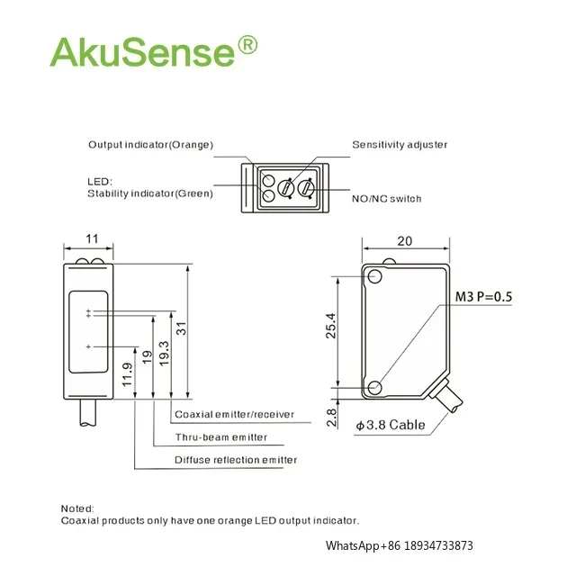 AKUSENSE EST-X200P retro reflector reflex transparent objects detection photoelectric proximity sensor with sensitivity adjuster