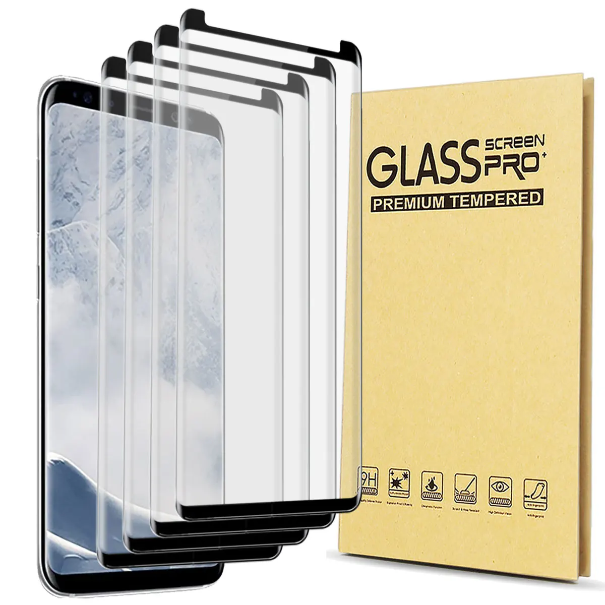 4-Pack For Samsung Galaxy S8/S8+/S8 Plus Case Friendly Full Coverage Clear Tempered Glass Screen Protectors