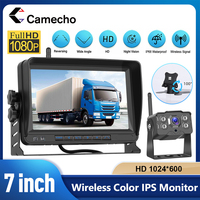 Camecho 7-inch IPS Rearview Monitor Wireless Reversing Car Camera Reverse Parking System Waterproof Infrared Night Vision