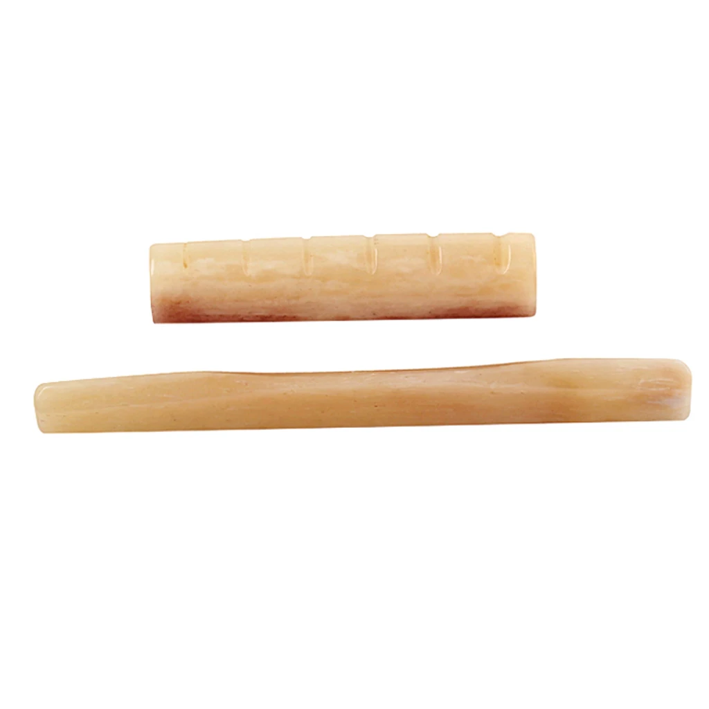 2pcs Acoustic Guitar Bridge Saddle Nut Guitar Replacement Parts Camel Bone  guitar bridge  guitar parts