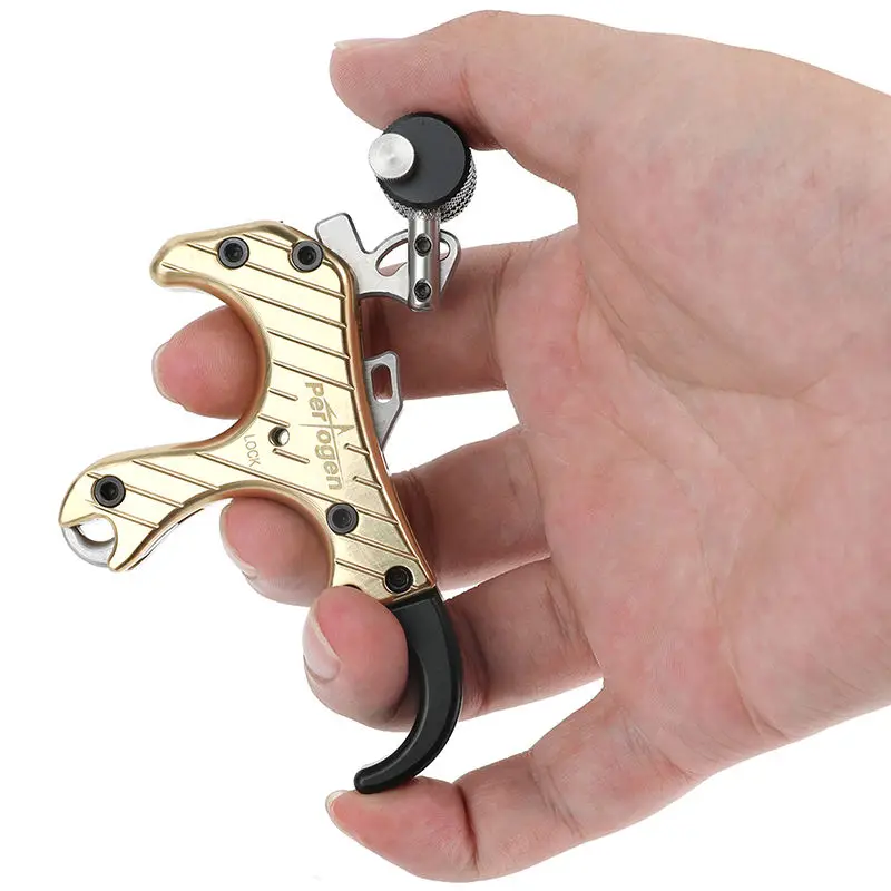 Archery Brass Release Aids Thumb Trigger Sensitivity and Grip Adjustable Compound Bow Accessory for Sports Competition