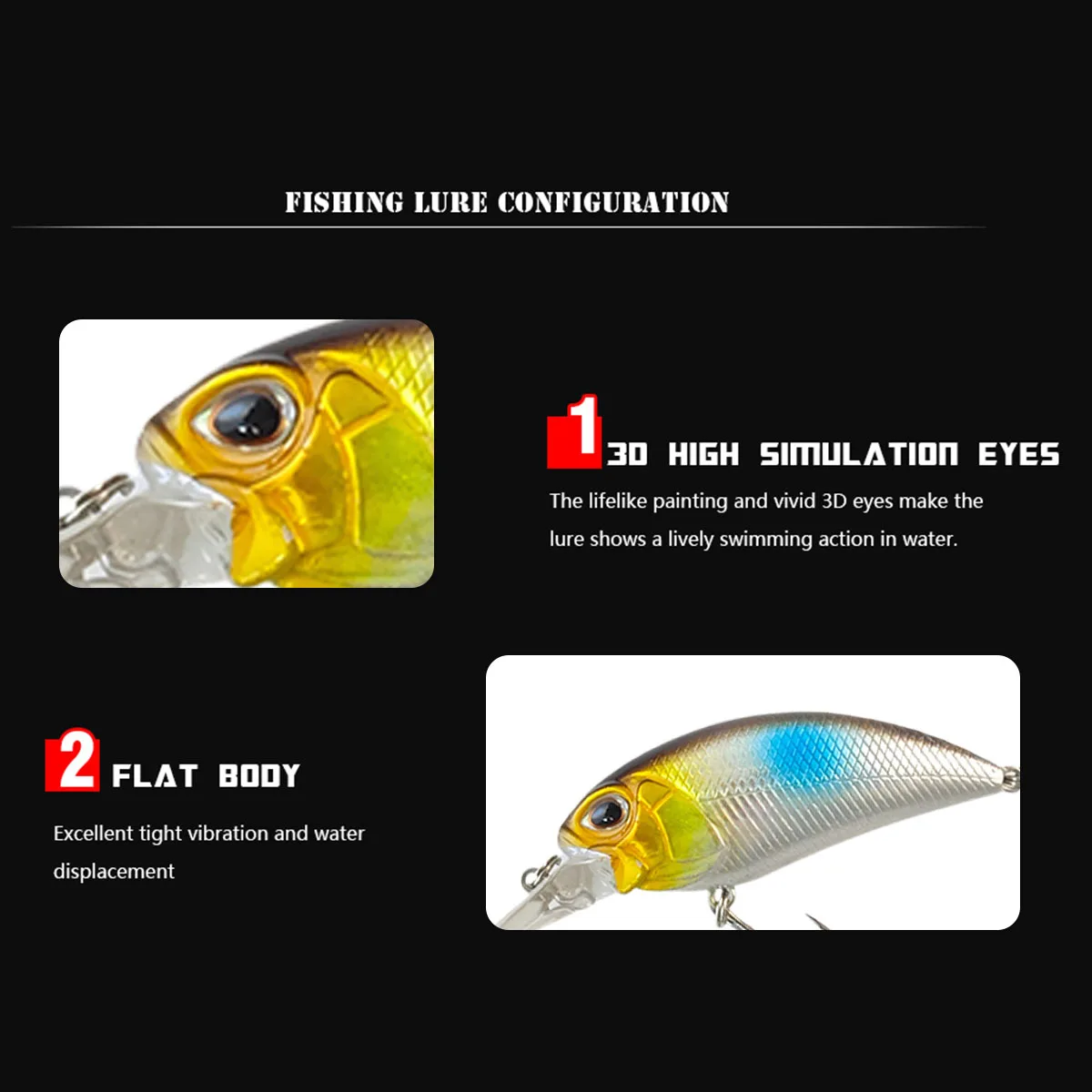Fishing Lures Set With Storage Box, Streamlined Hard Crankbait, 3D Realistic Fish Eyes, Simulated Fish Scales, Built-in Steel Ra