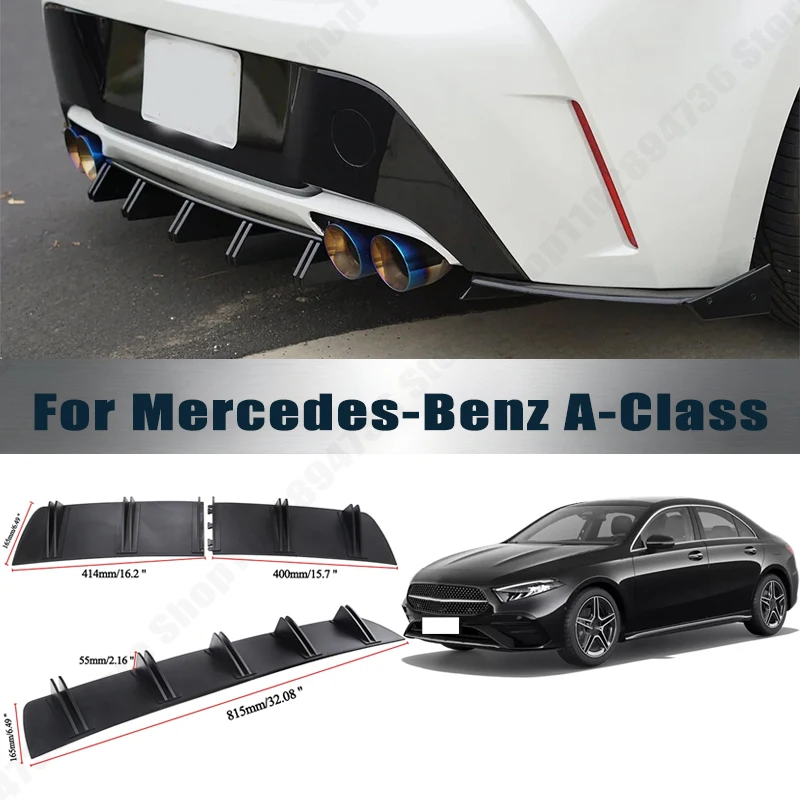 

Rear Bumper Shark Fin Diffuser ABS Curved Aero Splitter Anti-Collision Chassis Protector For Mercedes-Benz A-Class Car Styling