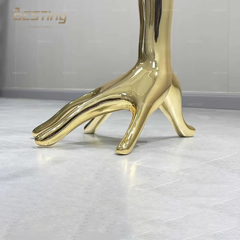 Modern Design Custom Living Room Sofa Side Table Gold Stainless Steel Glass Top Coffee Table